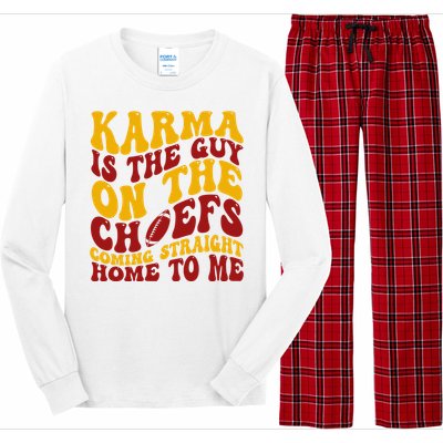 Karma Is The Guy Coming Straight Home To Me Football Long Sleeve Pajama Set