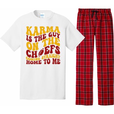 Karma Is The Guy Coming Straight Home To Me Football Pajama Set