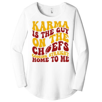 Karma Is The Guy Coming Straight Home To Me Football Women's Perfect Tri Tunic Long Sleeve Shirt