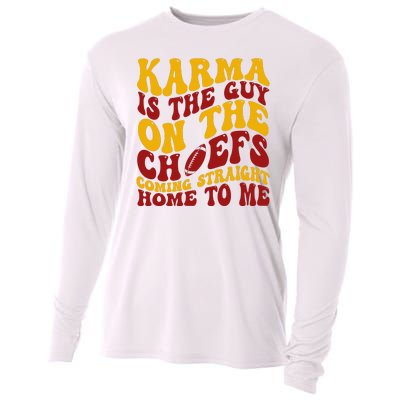 Karma Is The Guy Coming Straight Home To Me Football Cooling Performance Long Sleeve Crew