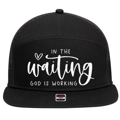 Kids In The Waiting God Is Working Christian 7 Panel Mesh Trucker Snapback Hat