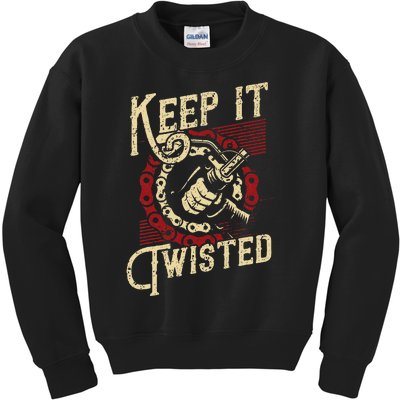 Keep It Twisted Vintage Motorcycle Kids Sweatshirt