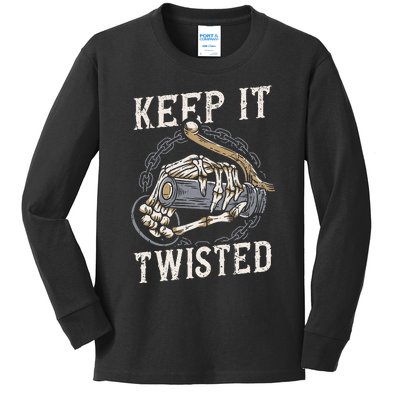 Keep It Twisted Vintage Motorcycle Kids Long Sleeve Shirt