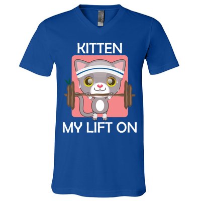 Kitten My lift On V-Neck T-Shirt