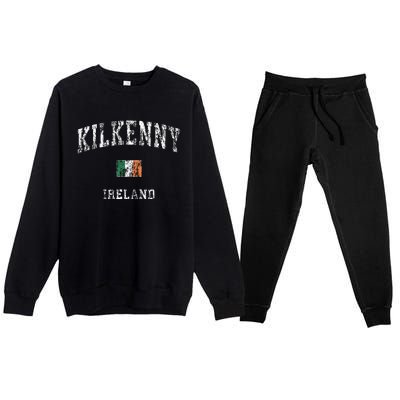 Kilkenny Ireland Vintage Athletic Sports Design Premium Crewneck Sweatsuit Set