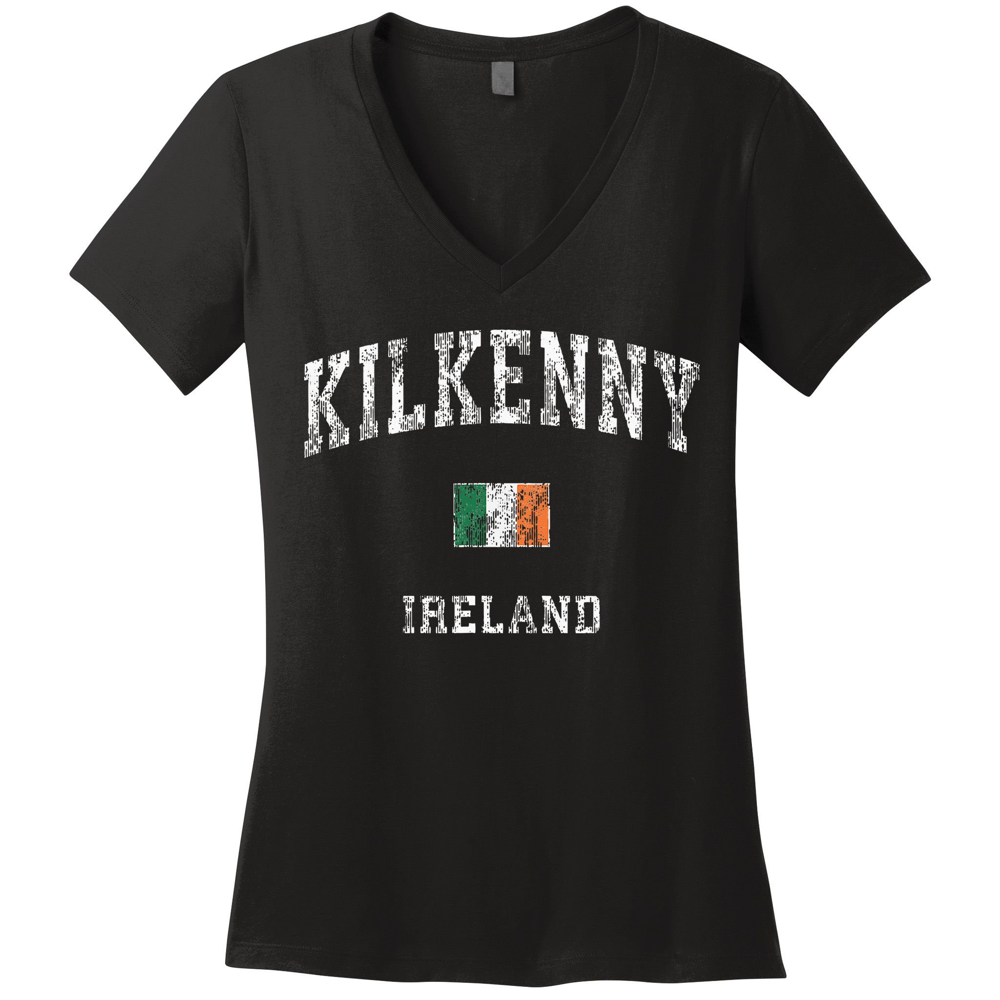 Kilkenny Ireland Vintage Athletic Sports Design Women's V-Neck T-Shirt