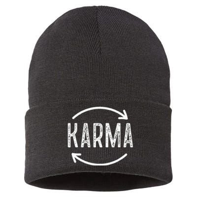 Karma Is Watching Inspirational Saying Sustainable Knit Beanie