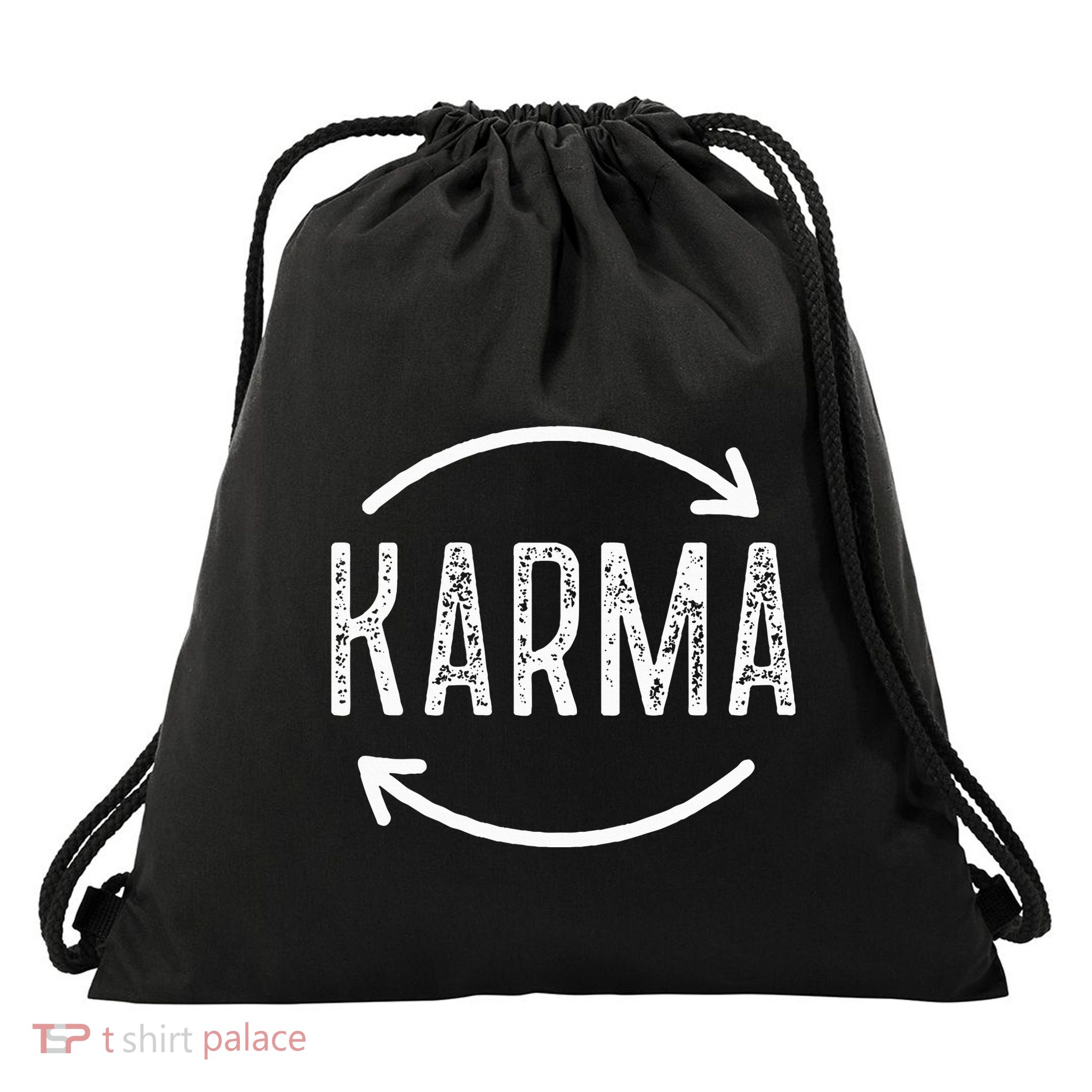 Karma Is Watching Inspirational Saying Drawstring Bag