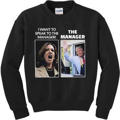 Kamala I Want To Speak To The Manager Trump Mcdonalds Kids Sweatshirt