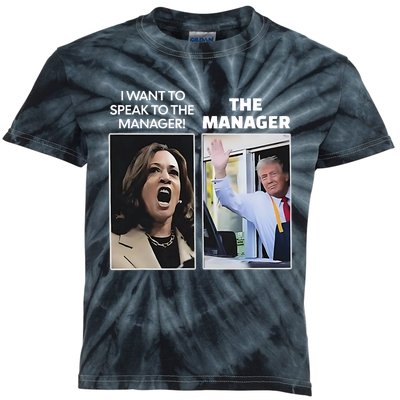 Kamala I Want To Speak To The Manager Trump Mcdonalds Kids Tie-Dye T-Shirt