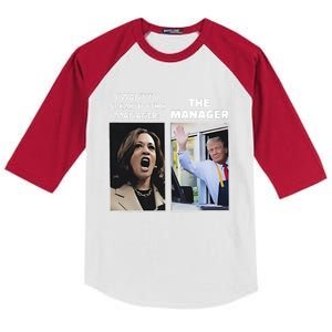 Kamala I Want To Speak To The Manager Trump Mcdonalds Kids Colorblock Raglan Jersey