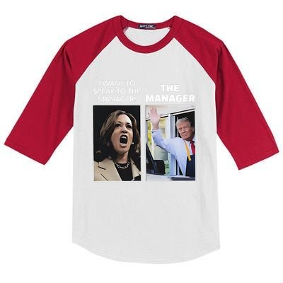 Kamala I Want To Speak To The Manager Trump Mcdonalds Kids Colorblock Raglan Jersey