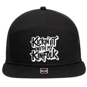 Kickin It With My Kinfolk Funny Family Reunion 7 Panel Mesh Trucker Snapback Hat