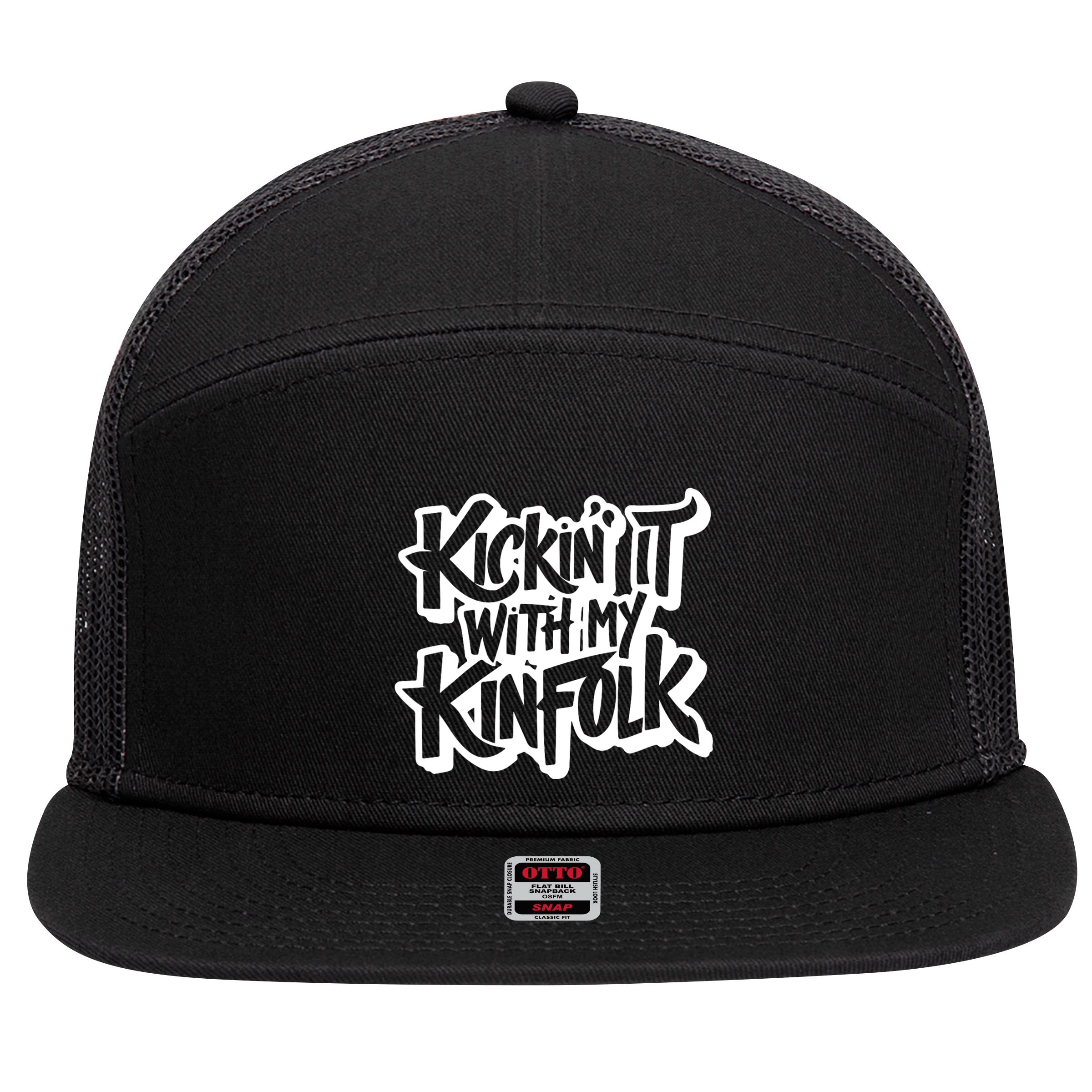 Kickin It With My Kinfolk Funny Family Reunion 7 Panel Mesh Trucker Snapback Hat