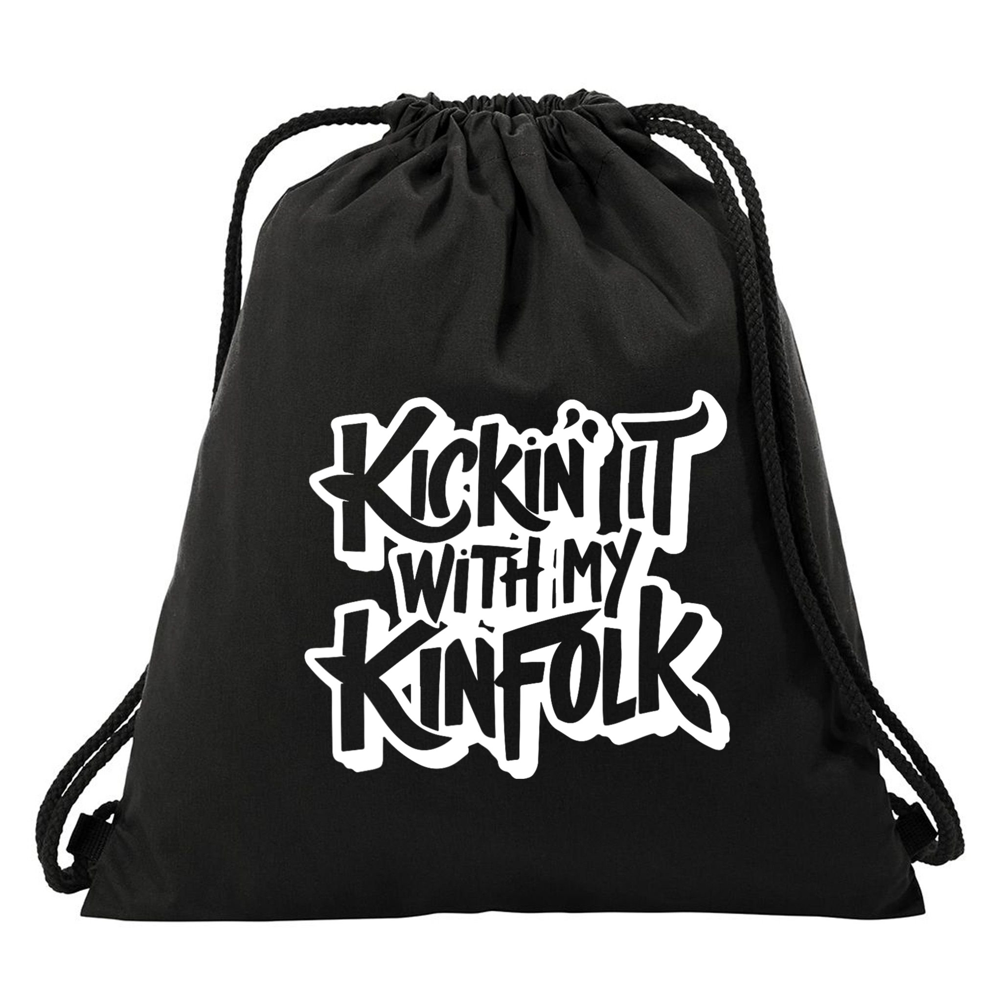 Kickin It With My Kinfolk Funny Family Reunion Drawstring Bag
