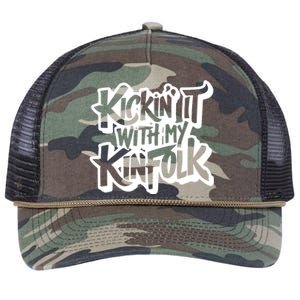 Kickin It With My Kinfolk Funny Family Reunion Retro Rope Trucker Hat Cap