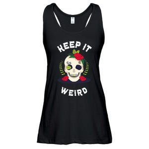 Keep It Weird – Halloween Creepy Skull Spooky Calavera Ladies Essential Flowy Tank