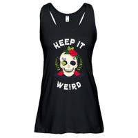 Keep It Weird – Halloween Creepy Skull Spooky Calavera Ladies Essential Flowy Tank