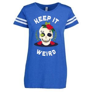 Keep It Weird – Halloween Creepy Skull Spooky Calavera Enza Ladies Jersey Football T-Shirt