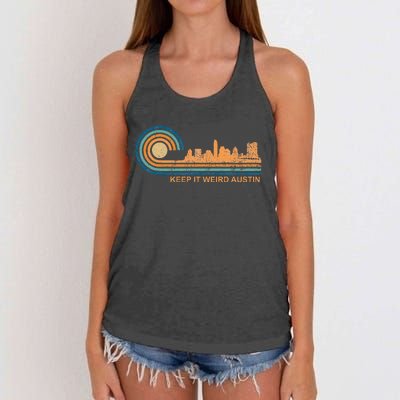 Keep It Weird Austin Texas Skyline Retro Austin Women's Knotted Racerback Tank