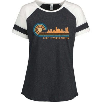 Keep It Weird Austin Texas Skyline Retro Austin Enza Ladies Jersey Colorblock Tee