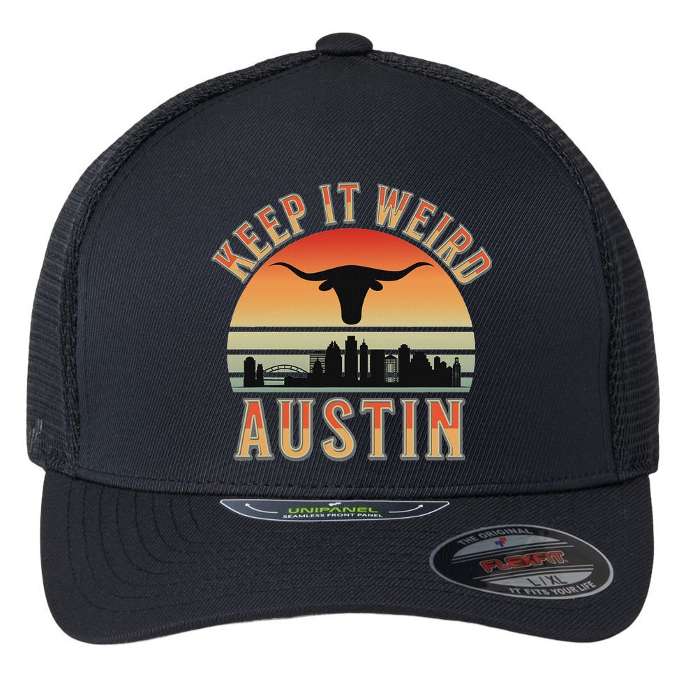 Keep It Weird Austin Vintage AustinTexas Flexfit Unipanel Trucker Cap