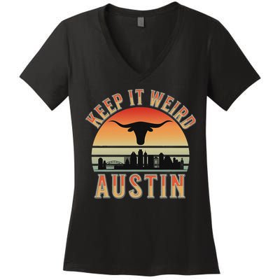 Keep It Weird Austin Vintage AustinTexas Women's V-Neck T-Shirt