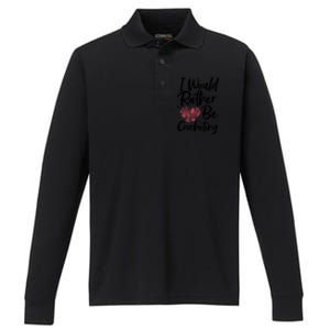 Knitting: I Would Rather Be Crocheting Gift Crochet Sayings Gift Performance Long Sleeve Polo