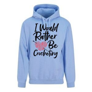 Knitting: I Would Rather Be Crocheting Gift Crochet Sayings Gift Unisex Surf Hoodie