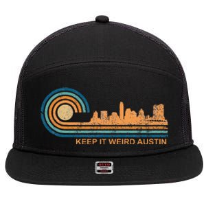 Keep It Weird Austin Texas Skyline Retro Austin 7 Panel Mesh Trucker Snapback Hat