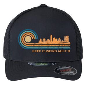 Keep It Weird Austin Texas Skyline Retro Austin Flexfit Unipanel Trucker Cap