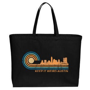 Keep It Weird Austin Texas Skyline Retro Austin Cotton Canvas Jumbo Tote