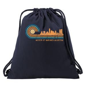 Keep It Weird Austin Texas Skyline Retro Austin Drawstring Bag