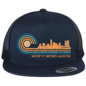 Keep It Weird Austin Texas Skyline Retro Austin Flat Bill Trucker Hat