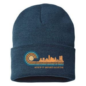 Keep It Weird Austin Texas Skyline Retro Austin Sustainable Knit Beanie