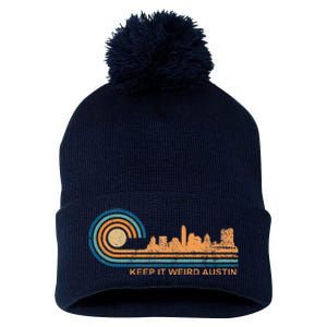 Keep It Weird Austin Texas Skyline Retro Austin Pom Pom 12in Knit Beanie