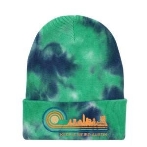 Keep It Weird Austin Texas Skyline Retro Austin Tie Dye 12in Knit Beanie