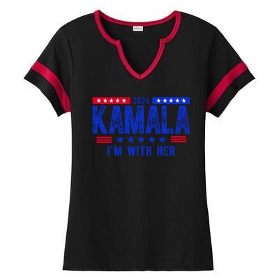 Kamala Im With Her 2024 Vintage Political Ladies Halftime Notch Neck Tee