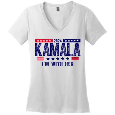 Kamala Im With Her 2024 Vintage Political Women's V-Neck T-Shirt