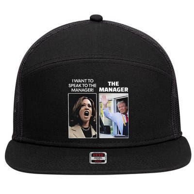 Kamala I Want To Speak To The Manager Trump Mcdonalds 7 Panel Mesh Trucker Snapback Hat