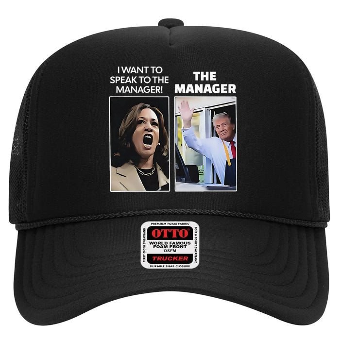 Kamala I Want To Speak To The Manager Trump Mcdonalds High Crown Mesh Back Trucker Hat