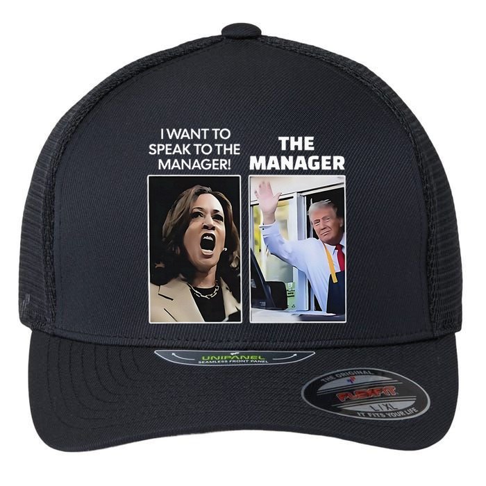 Kamala I Want To Speak To The Manager Trump Mcdonalds Flexfit Unipanel Trucker Cap