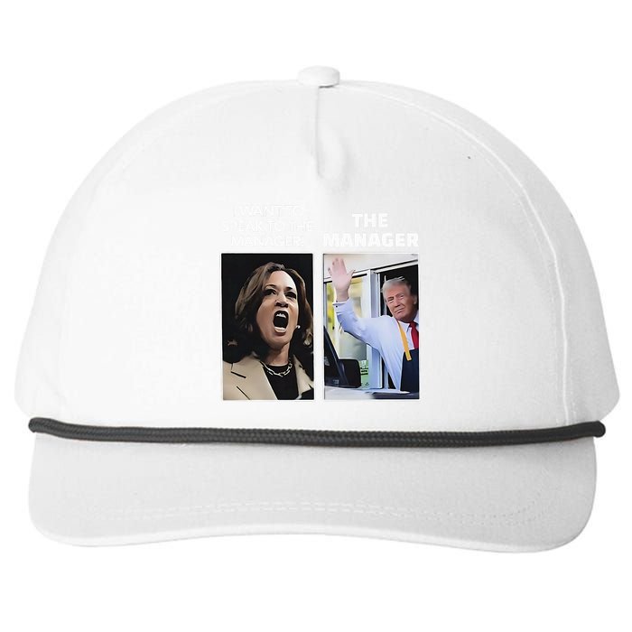 Kamala I Want To Speak To The Manager Trump Mcdonalds Snapback Five-Panel Rope Hat