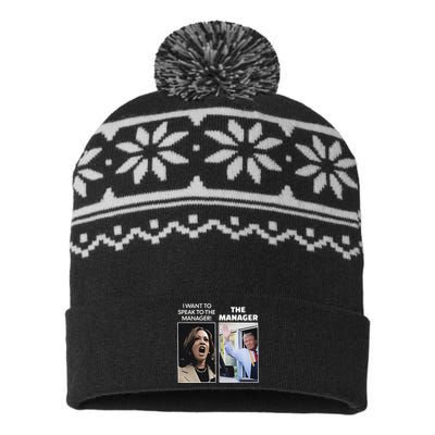 Kamala I Want To Speak To The Manager Trump Mcdonalds USA-Made Snowflake Beanie