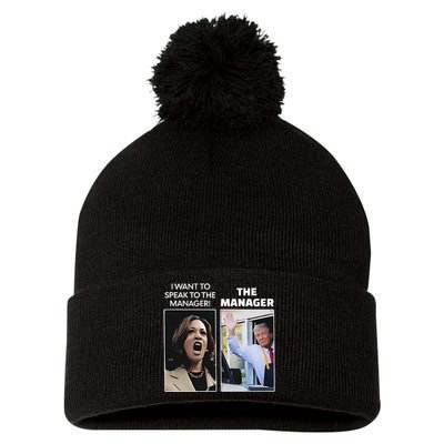 Kamala I Want To Speak To The Manager Trump Mcdonalds Pom Pom 12in Knit Beanie