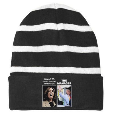 Kamala I Want To Speak To The Manager Trump Mcdonalds Striped Beanie with Solid Band