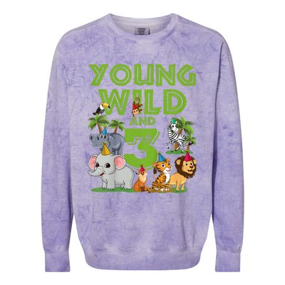 Kids I´m Wild And Three 3 Birthday 3 Year Old Birthday Colorblast Crewneck Sweatshirt