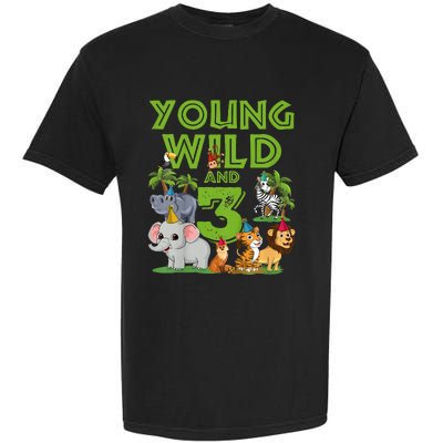 Kids I´m Wild And Three 3 Birthday 3 Year Old Birthday Garment-Dyed Heavyweight T-Shirt