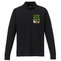 Kids I´m Wild And Three 3 Birthday 3 Year Old Birthday Performance Long Sleeve Polo