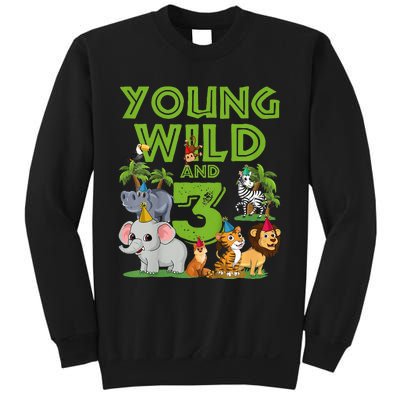 Kids I´m Wild And Three 3 Birthday 3 Year Old Birthday Sweatshirt